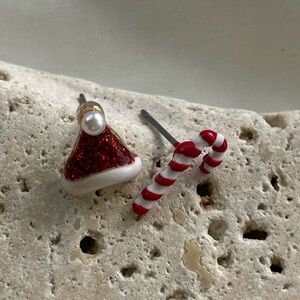 Holiday Santa Hat and Candy Cane Earrings